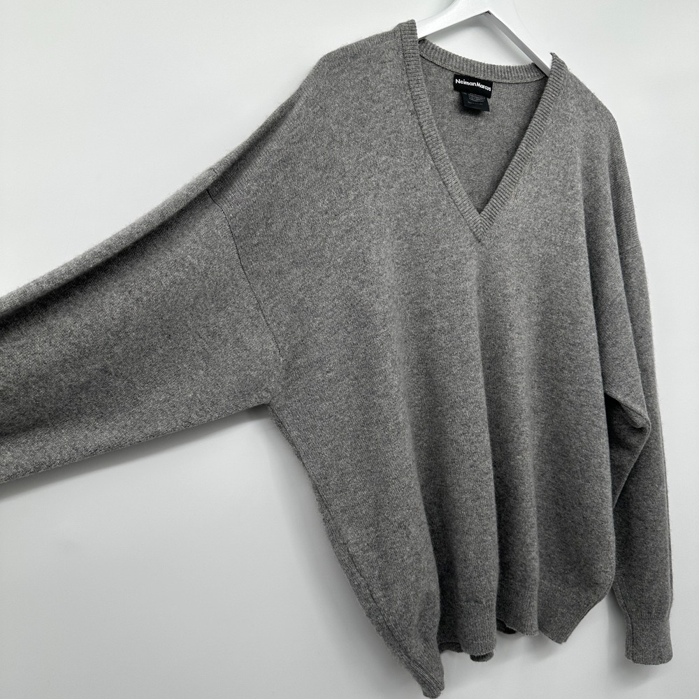 Vintage 80s Neiman Marcus Mens XXL 100% Pure Cashmere Made in Scotland V Neck - Picture 2 of 11